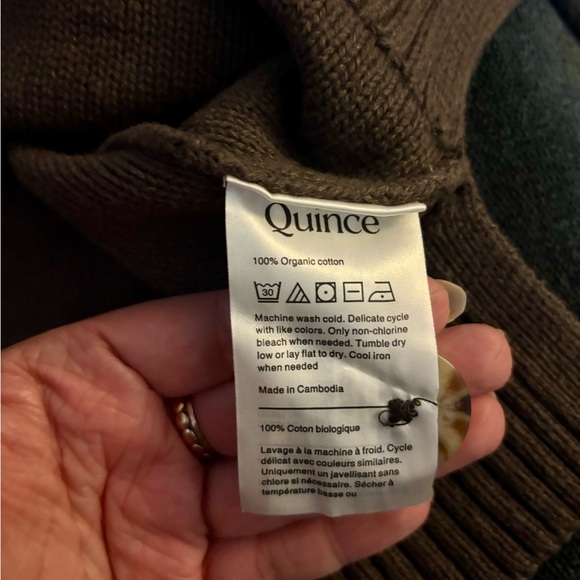 NWT Quince 100% Organic Cotton Cropped Cardigan - Heather Brown Large - Picture 3 of 11